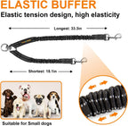 2 Dog Leash Coupler with Reflective Bungee & 360° Swivel Hooks