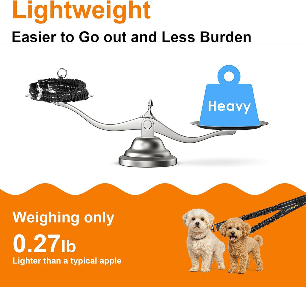 2 Dog Leash Coupler with Reflective Bungee & 360° Swivel Hooks