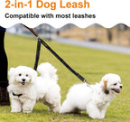 2 Dog Leash Coupler with Reflective Bungee & 360° Swivel Hooks